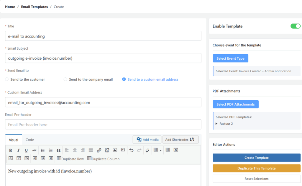 Automatically send the outgoing e-invoice to your accounting