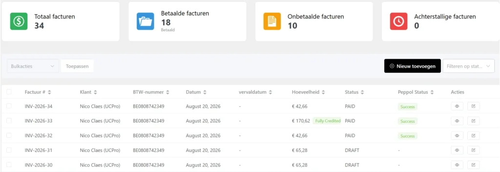Overzicht van e-facturatie via Peppol